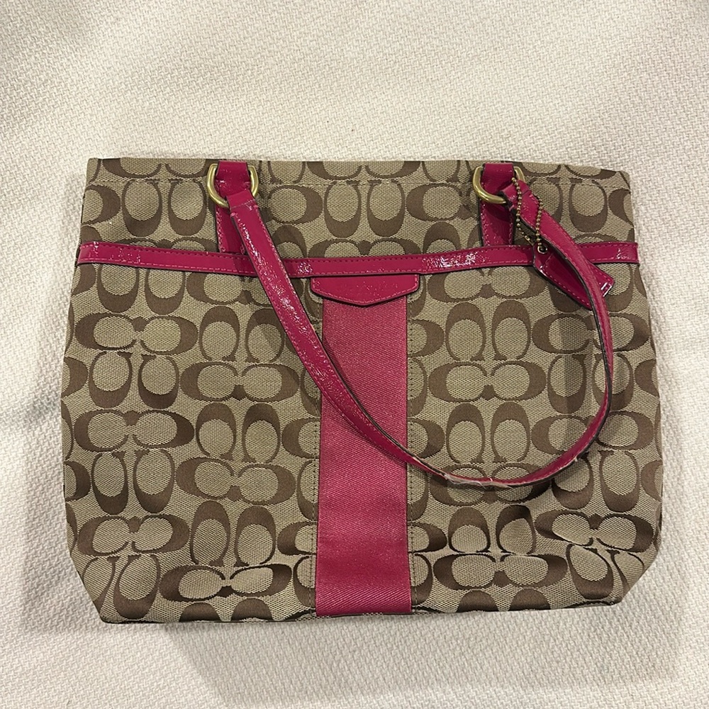 Coach brown and pink handbag